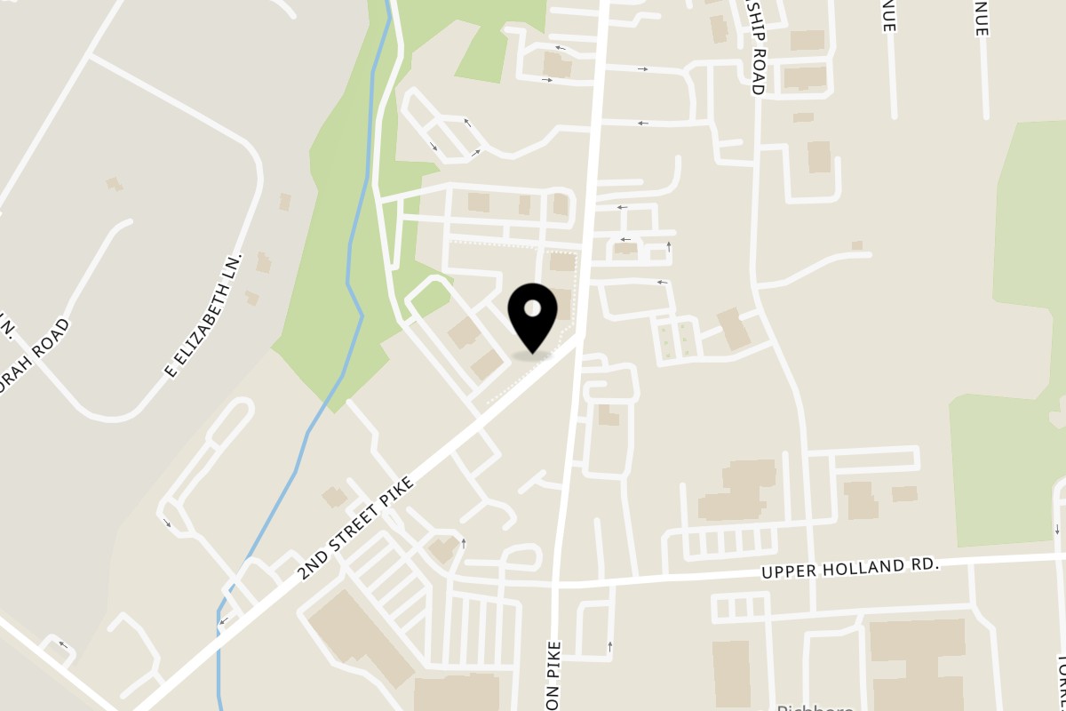 Map showing the location of Bacco Centro on 890 Second Street Pike in Richboro
